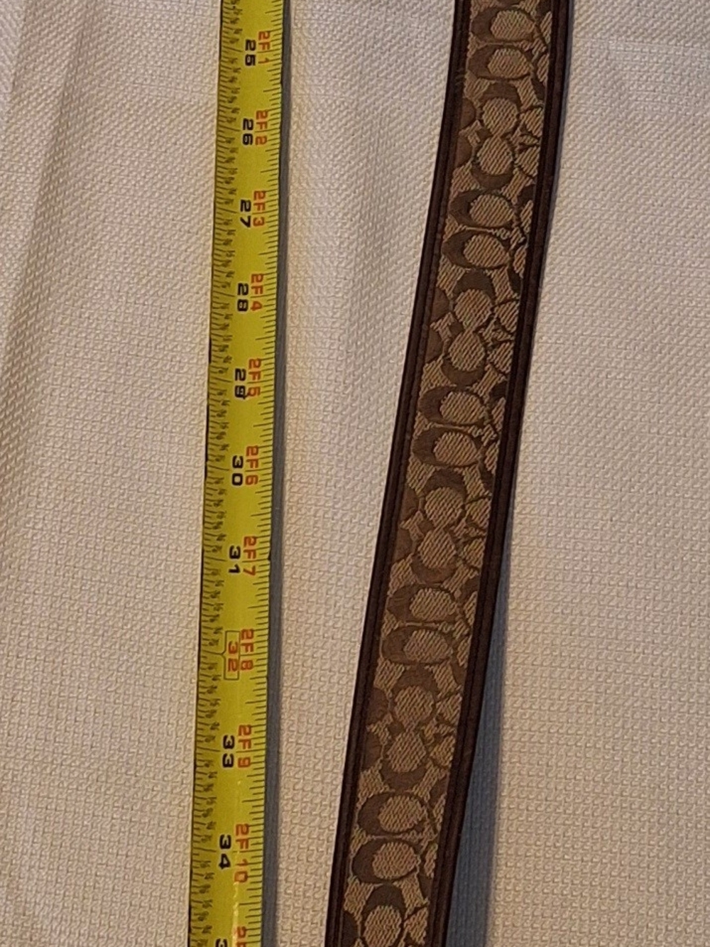 Coach Signature Logo canvas leather Belt Brown/Beige Men's Size 40 Made In Italy - Picture 4 of 8